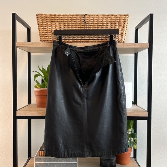 Vintage Jon St. Jon Leather Pencil A-Line Knee Length Skirt, 10 - Picture 5 of 6